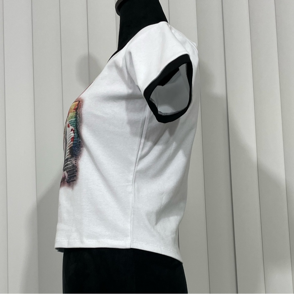 DOLLS KILL x MARILYN MANSON Collab Crop Ringer Babydoll Ted T-Shirt White M - Picture 2 of 8